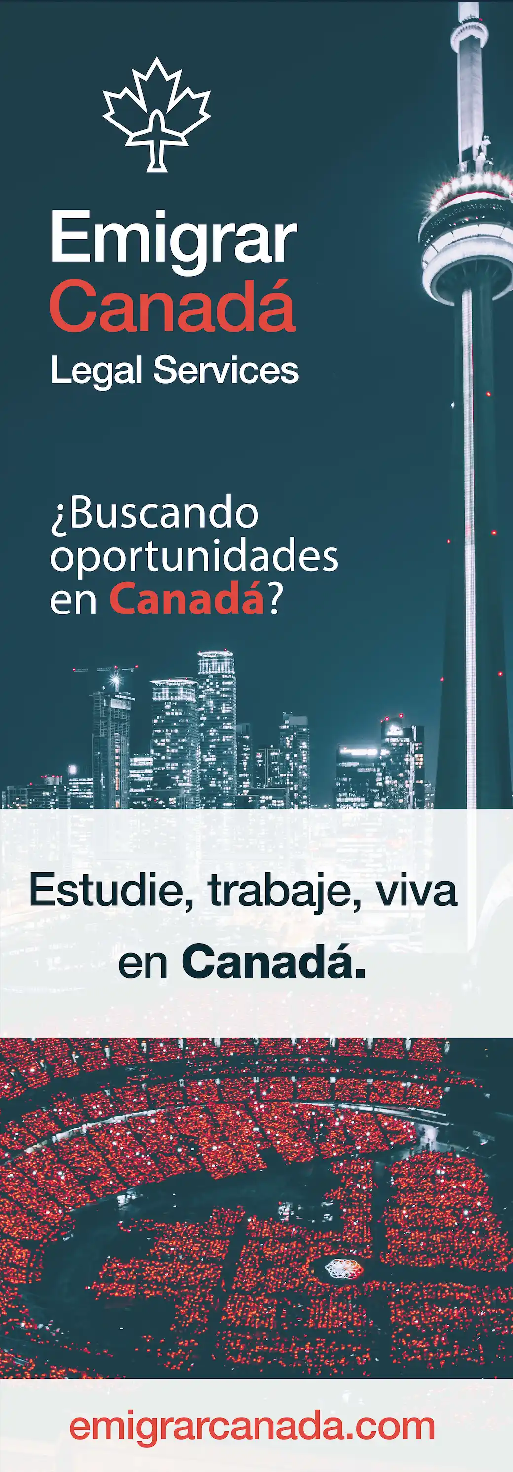 Emigrar Canadá large-format banner artwork